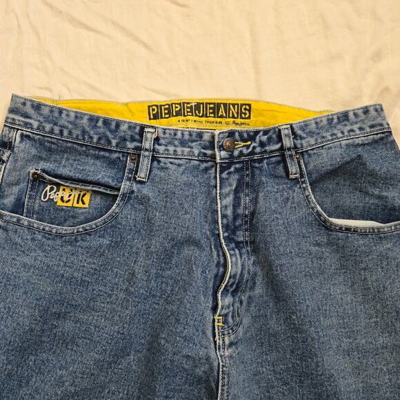 Vtg Pepe Jeans UK Jeans Mens 36x33 Medium Wash Baggy Y2K Skater Minor Wear - Picture 5 of 16